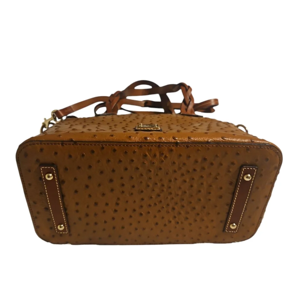 Dooney & Bourke Ostrich Celeste Satchel Caramel Brown Leather Bag NWT